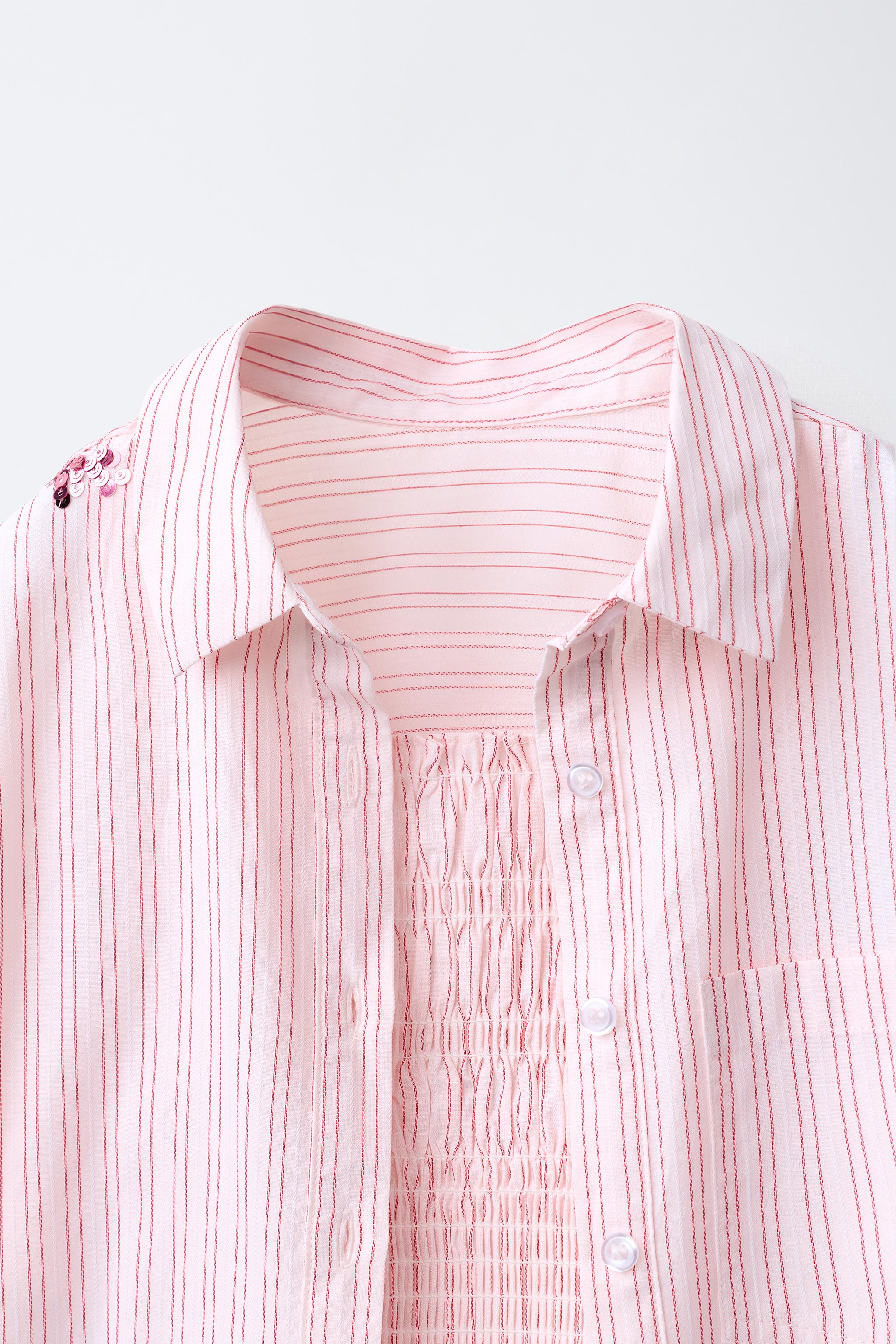 CHEMISE ET TOP À RAYURES FLEURS PAILLETTES
